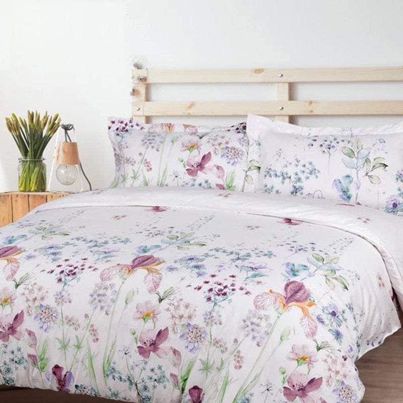 Nanko King Duvet Cover Set, White Red Blue Floral & Green Leaf Print Pattern 3 Piece - Microfiber Bedding Comforter Quilt Cover Zip Closure, Tie - Modern Style for Men and Women, 104X90 inch Flower - Image 2